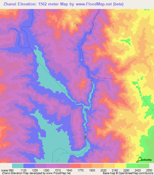 Zhanxi,China Elevation Map