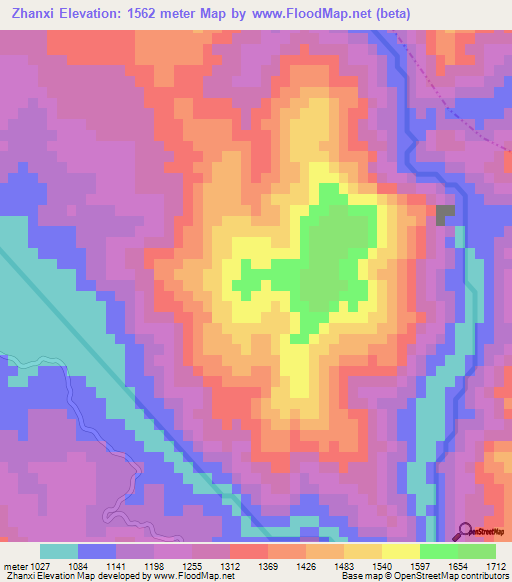 Zhanxi,China Elevation Map