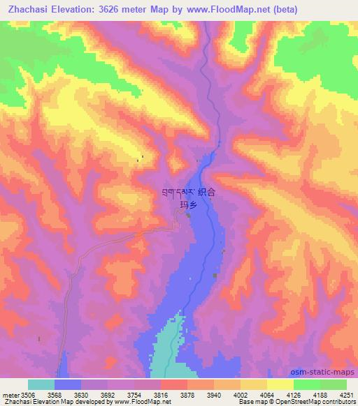 Zhachasi,China Elevation Map