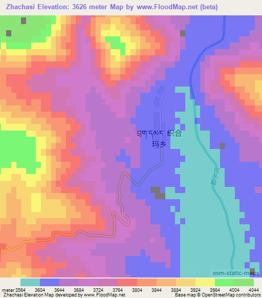 Zhachasi,China Elevation Map