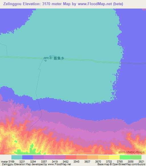 Zelinggou,China Elevation Map