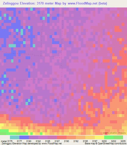 Zelinggou,China Elevation Map