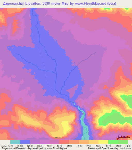 Zagemarchai,China Elevation Map