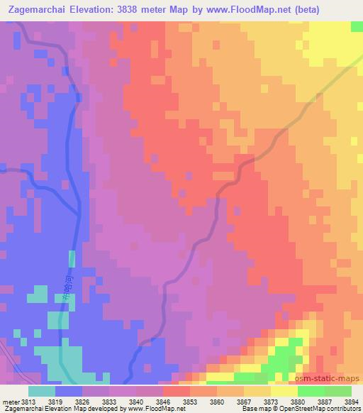 Zagemarchai,China Elevation Map