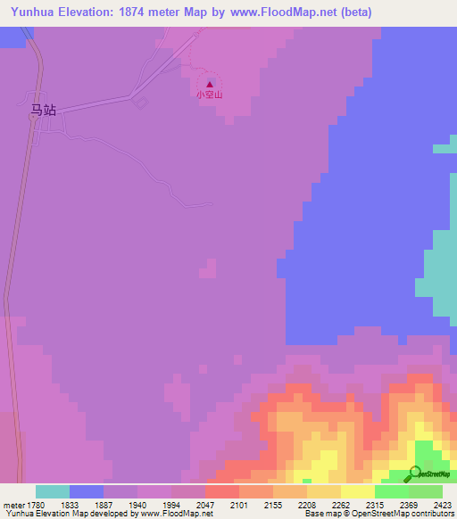 Yunhua,China Elevation Map