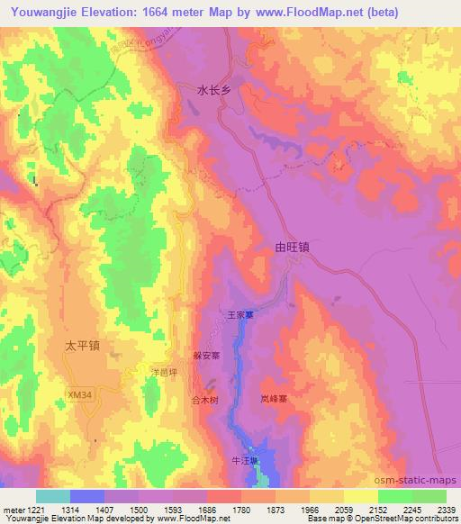 Youwangjie,China Elevation Map