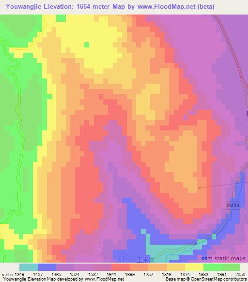 Youwangjie,China Elevation Map