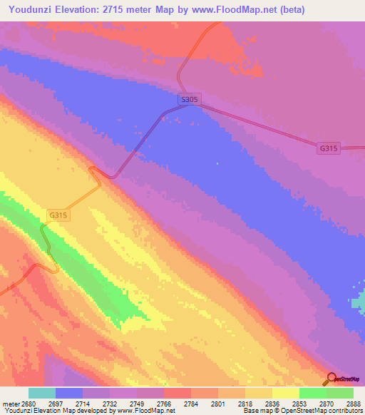 Youdunzi,China Elevation Map