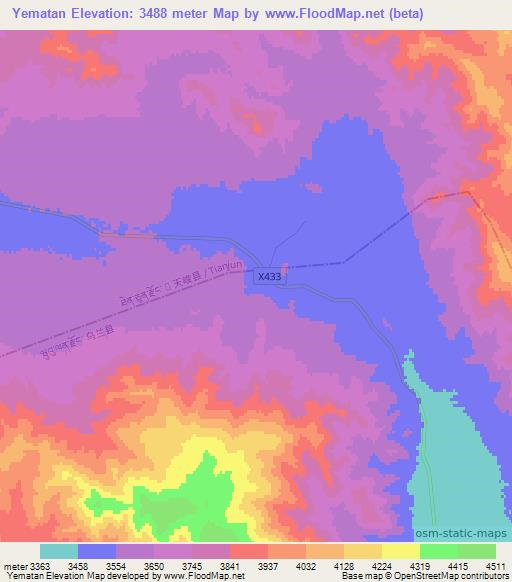 Yematan,China Elevation Map