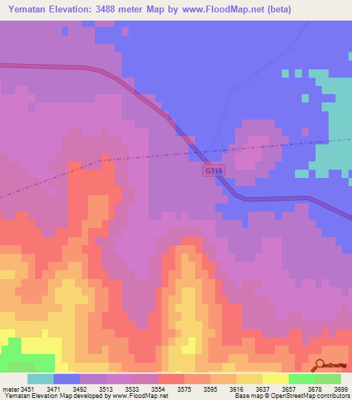 Yematan,China Elevation Map