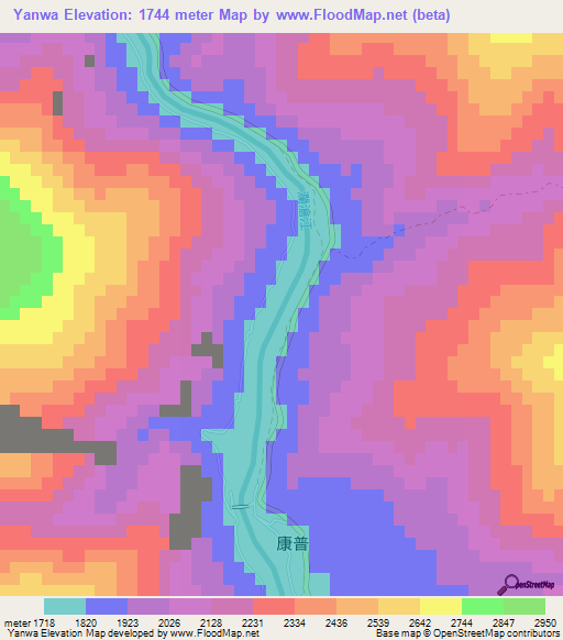 Yanwa,China Elevation Map