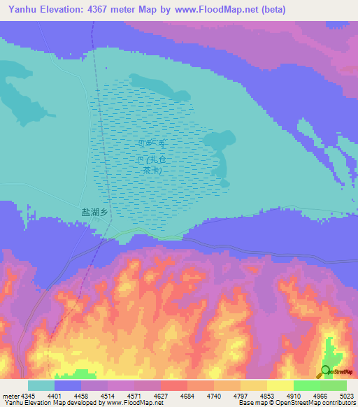 Yanhu,China Elevation Map