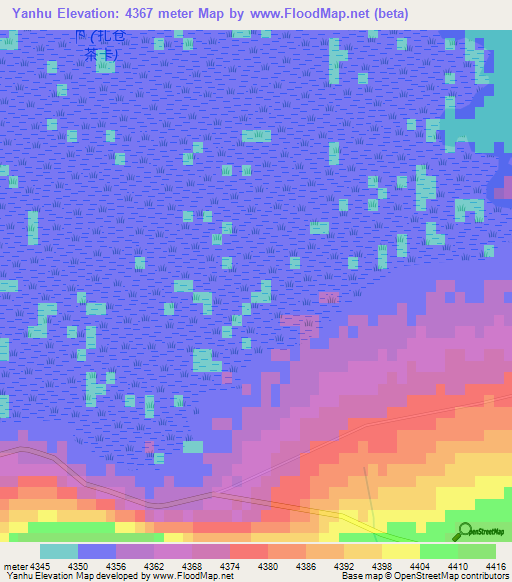 Yanhu,China Elevation Map