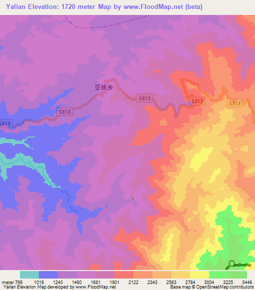 Yalian,China Elevation Map