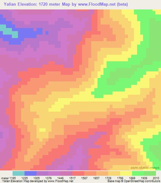 Yalian,China Elevation Map