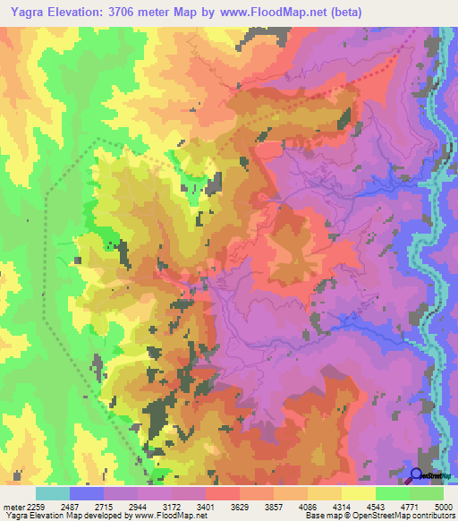 Yagra,China Elevation Map