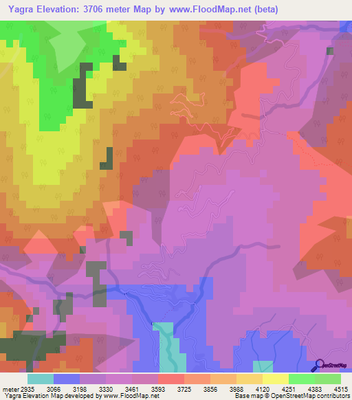 Yagra,China Elevation Map