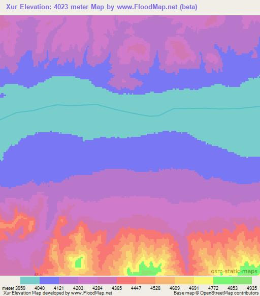 Xur,China Elevation Map