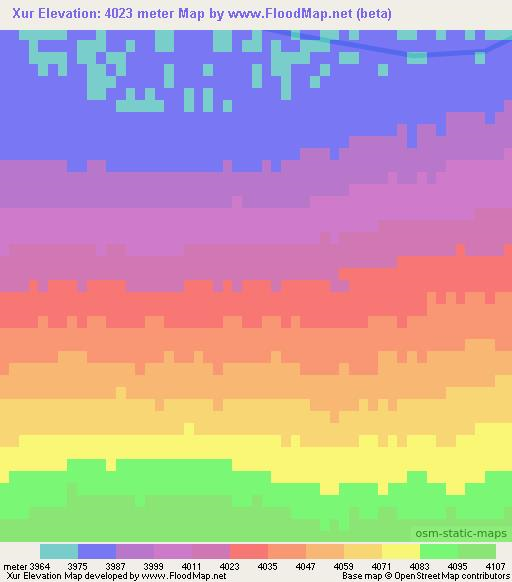 Xur,China Elevation Map