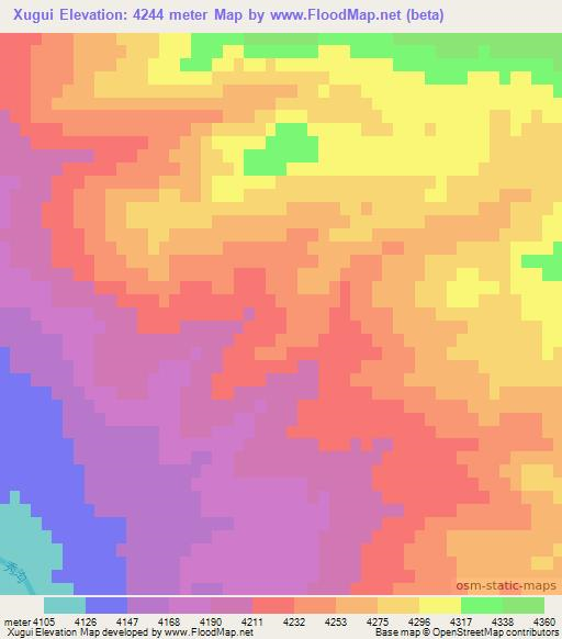 Xugui,China Elevation Map