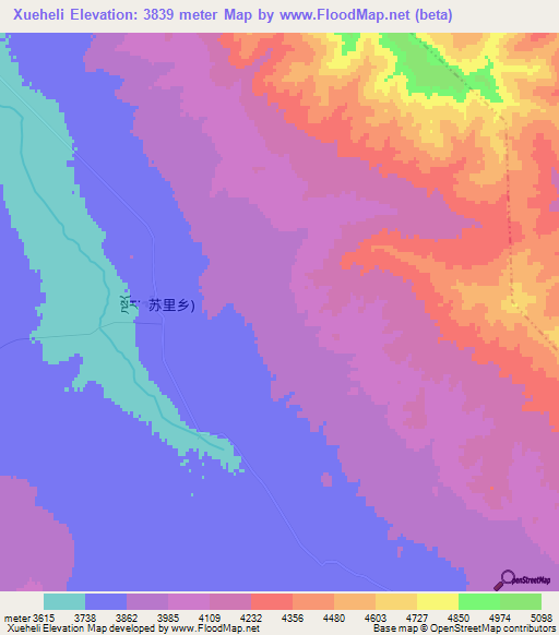 Xueheli,China Elevation Map