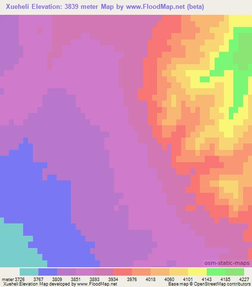 Xueheli,China Elevation Map