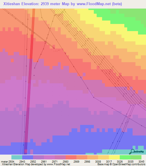 Xitieshan,China Elevation Map