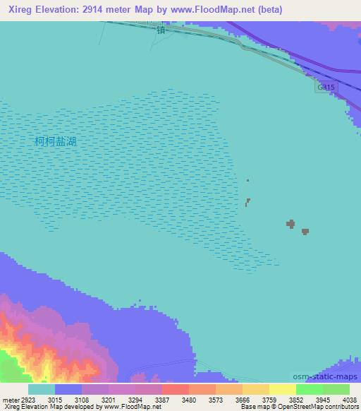 Xireg,China Elevation Map