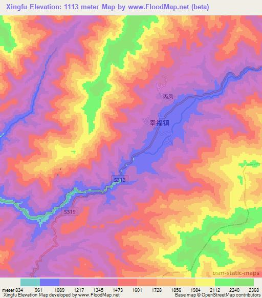 Xingfu,China Elevation Map