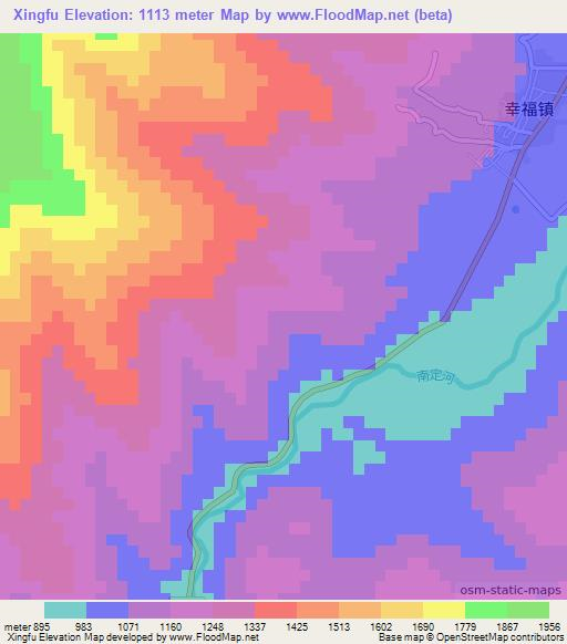 Xingfu,China Elevation Map