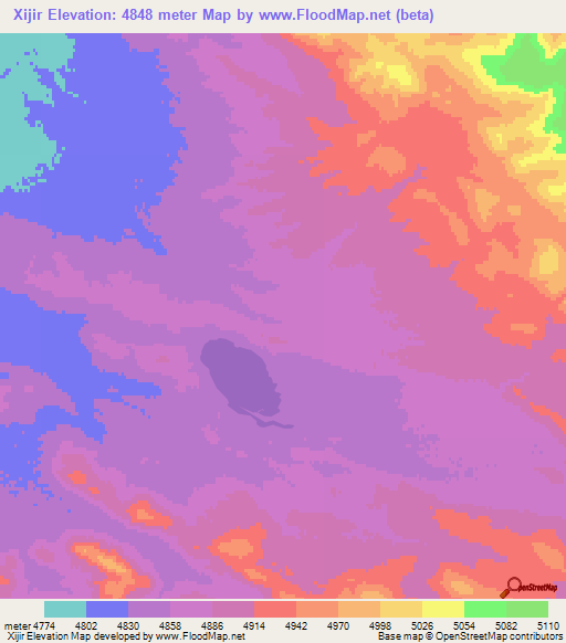 Xijir,China Elevation Map