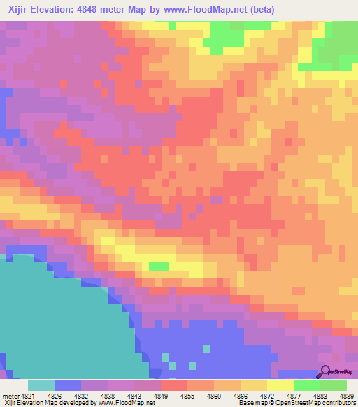 Xijir,China Elevation Map