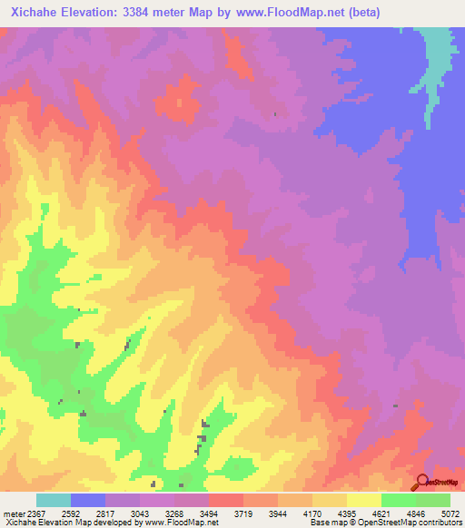 Xichahe,China Elevation Map