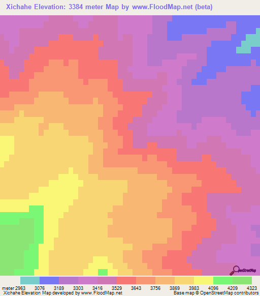 Xichahe,China Elevation Map