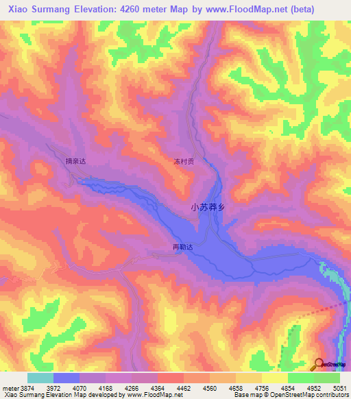 Xiao Surmang,China Elevation Map