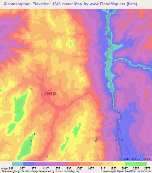 Xiaomengtong,China Elevation Map