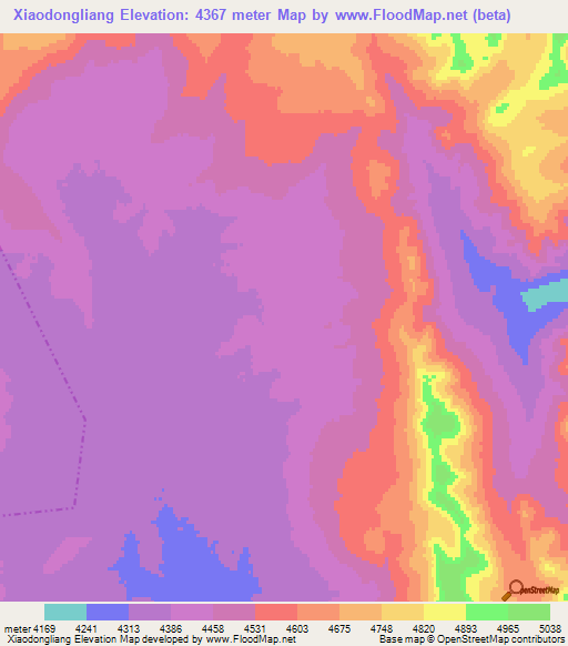 Xiaodongliang,China Elevation Map