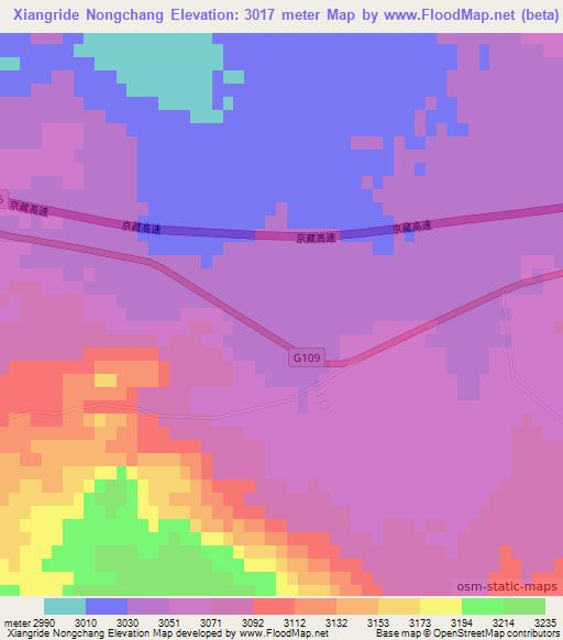 Xiangride Nongchang,China Elevation Map