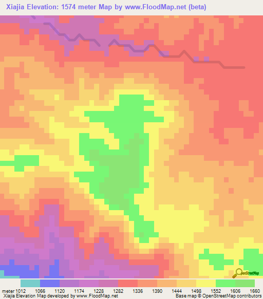 Xiajia,China Elevation Map