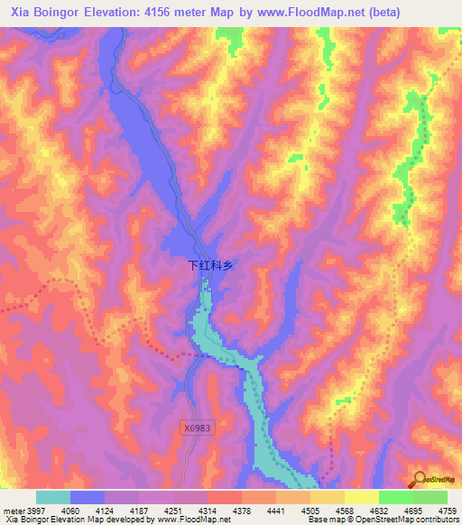 Xia Boingor,China Elevation Map