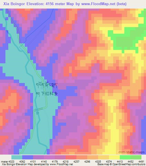 Xia Boingor,China Elevation Map