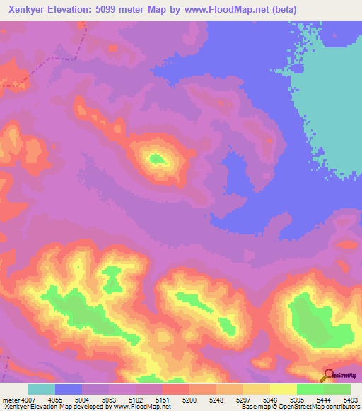 Xenkyer,China Elevation Map