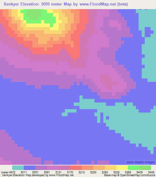 Xenkyer,China Elevation Map