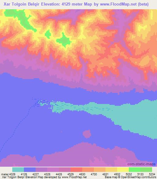 Xar Tolgoin Belqir,China Elevation Map