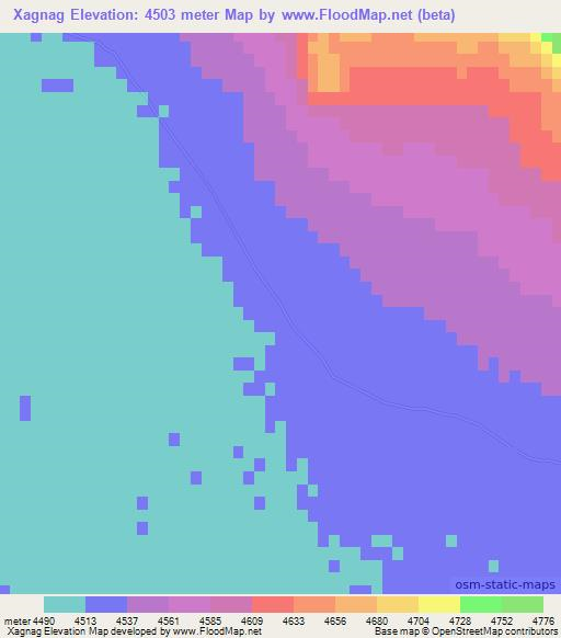 Xagnag,China Elevation Map