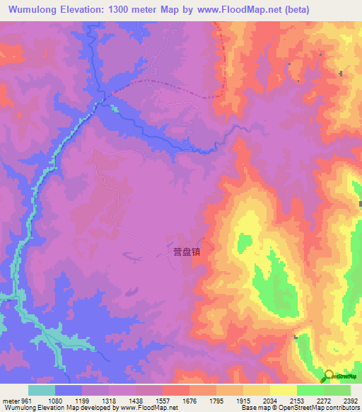 Wumulong,China Elevation Map