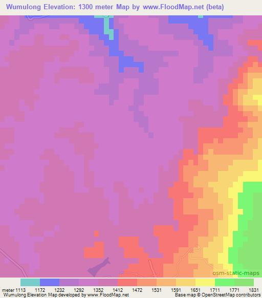 Wumulong,China Elevation Map