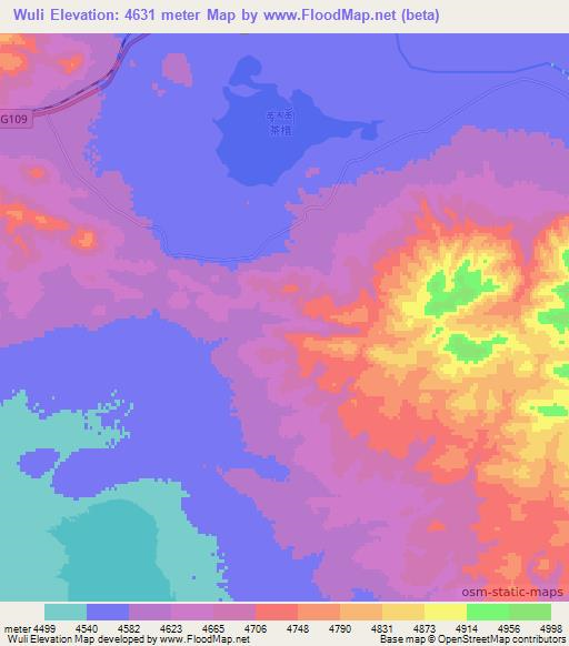 Wuli,China Elevation Map