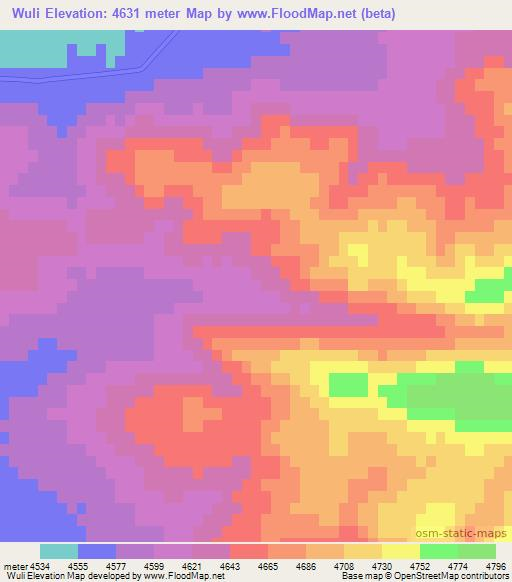 Wuli,China Elevation Map