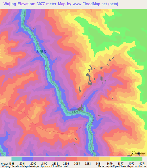 Wujing,China Elevation Map